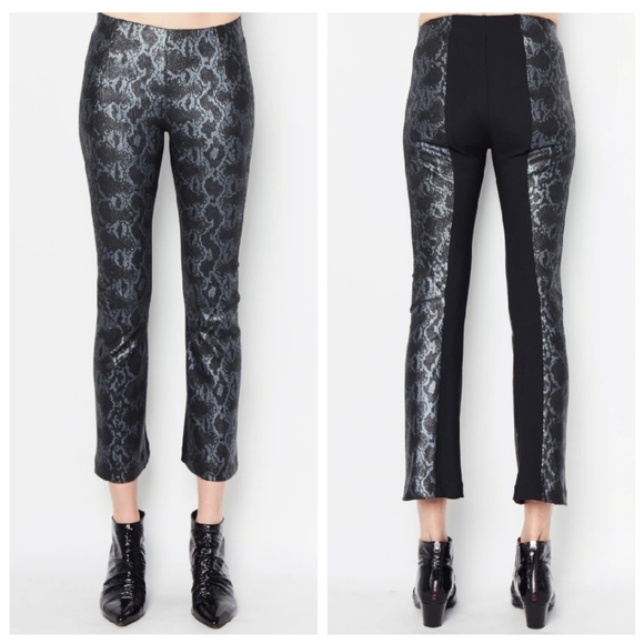 Elaine Kim Pants - Elaine Kim Leather Nita Cropped Snakeskin Pants